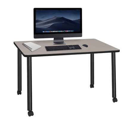 Kee 48 X 24 In. Mobile Desk - Maple Top, Black Legs